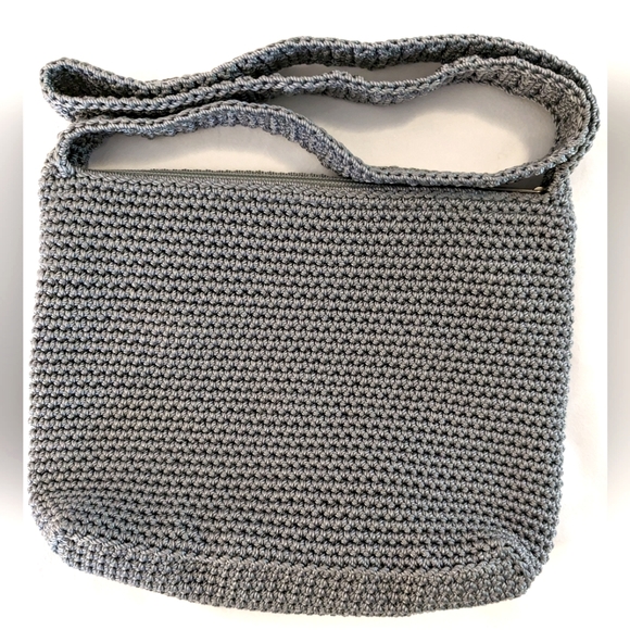The Sak EUC Vintage Crochet Knit/Woven Shoulder Bag Gray Purse Boho - Picture 2 of 5